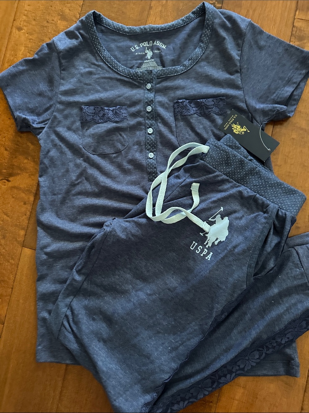 U.S. Polo Assn. Heather Blue Short Sleeve Pajama Set